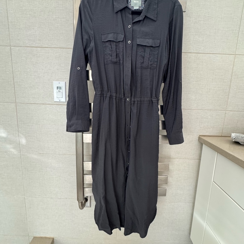 Black Button-Up Midi Dress  NWOT